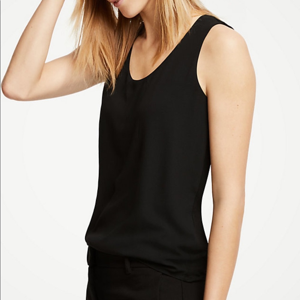 Ann Taylor Black Mixed Jersey Tank